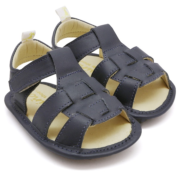 Sandália Bebê Infantil Menino Em Couro Tito - Marinho | Niño Baby Shoes