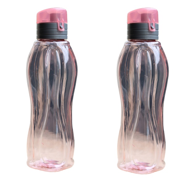 Garrafa plástica água suco esportes resistente rosa 2 un