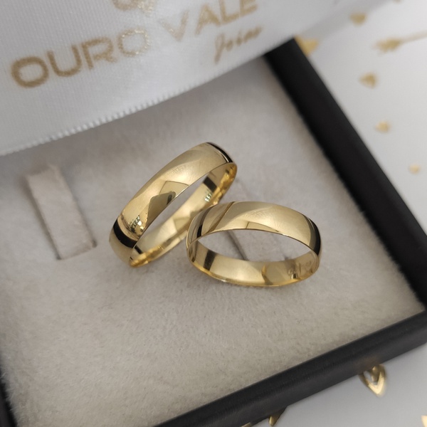 Alianças Finas em Ouro 18k Polidas | Ouro Vale Joias