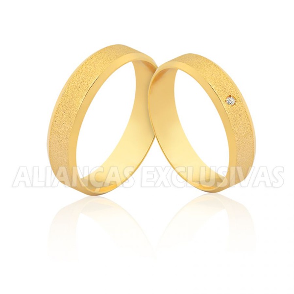 Alianças de Casamento em Ouro 18k Diamantadas