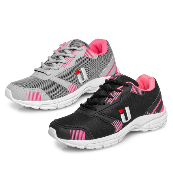 Kit 2 Tênis Infantil Feminino Ousy Shoes Solado Macio Preto Rosa/Cinza Rosa  | Ousy Shoes | Loja online com o melhor da moda casual