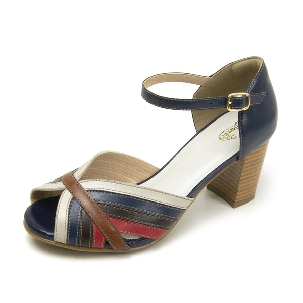 Sandália Feminina Salto Grosso Médio Confortável Couro Legítimo Azul | Ousy  Shoes | Loja online com o melhor da moda casual