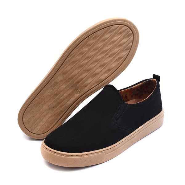Slip On Natália - Suede Preto Sola Castanha | Outlet Banana Rosa