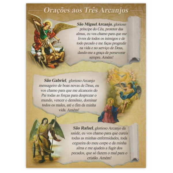 Cartão Postal Oração dos Três Arcanjos