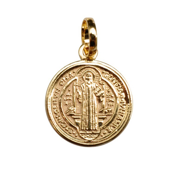 Medalha Folhada à Ouro São Bento 15mm