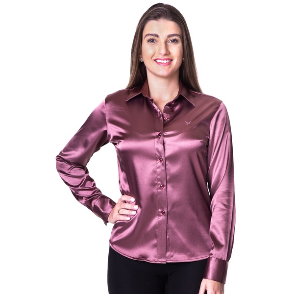 camisa de cetim feminina