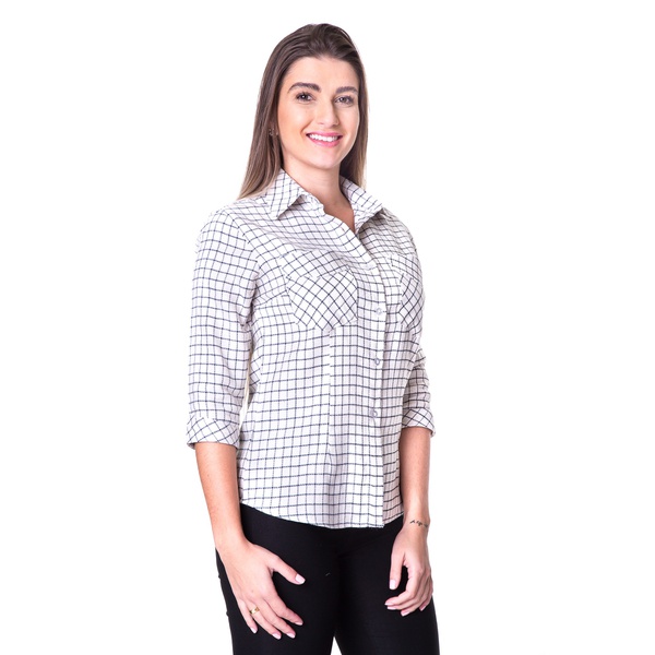 camisa social feminina xadrez