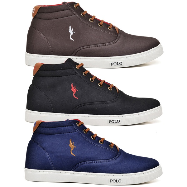 Kit 3 Pares Tenis Masculino Polo Blu Cano Alto Super Leve | POLOBLU