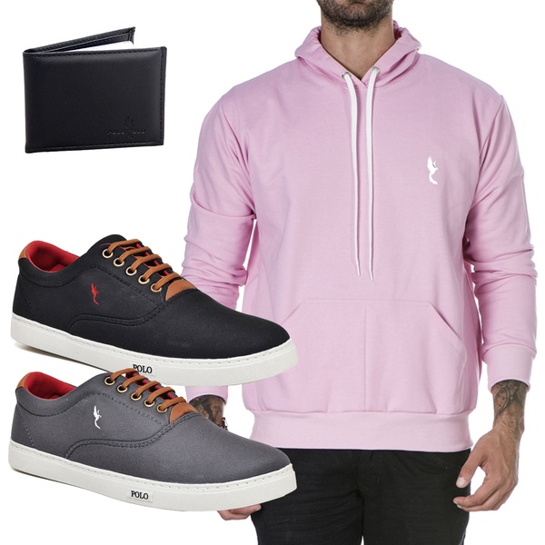 pink polo fleece moletom com capuz