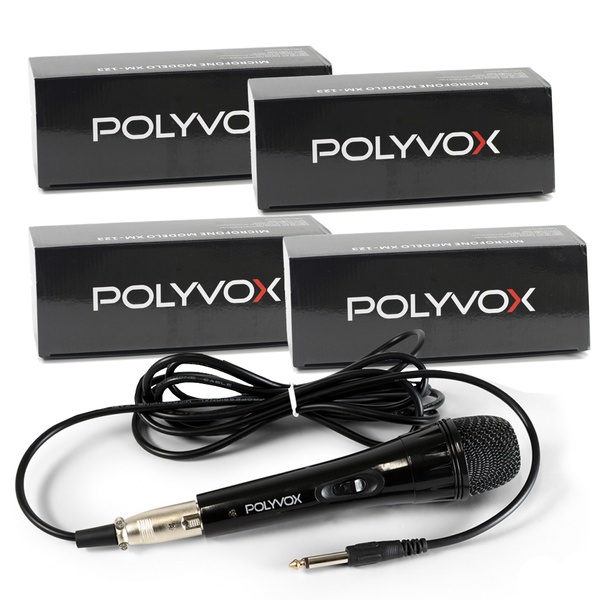  4 Microfones Dinâmicos Profissionais Preto com Fio Polyvox