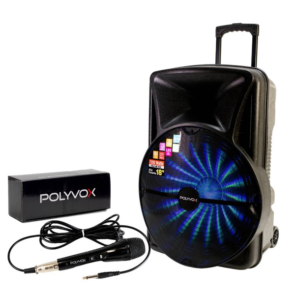 Caixa De Som Amplificada Xc-518 Polyvox Bluetooth 1200W com Microfone com Fio Polyvox