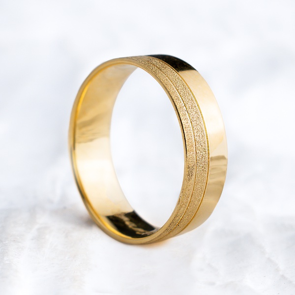 Aliança de Casamento Ouro 6mm Filete Diamantado Jade Unidade