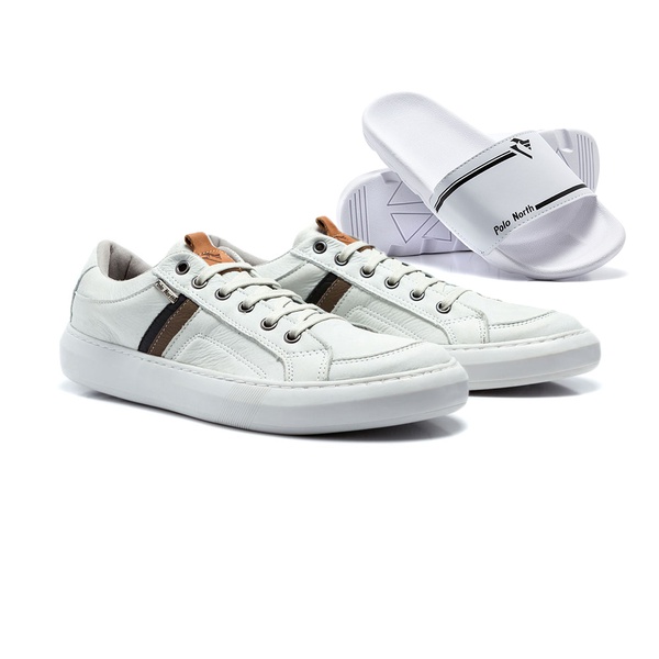 Kit Sapatênis Masculino Polo North Alpes em Couro C/ Chinelo Slide Gelo |  Prime Store Calçados