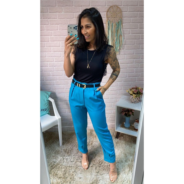 Calça Alfaiataria Manu Azul Celeste | PUROROSA