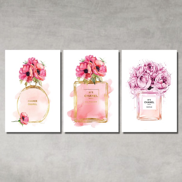 Kit 3 Placas Decorativos Perfumes