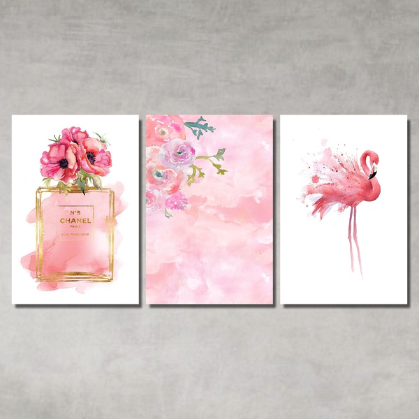 Kit 3 Placas Decorativos Flamingo Perfume