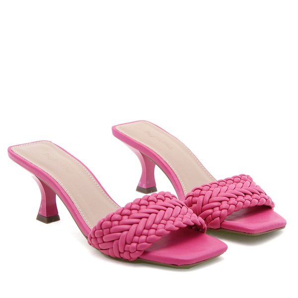 Sandália Mule Trama Salto Taça Pink | REGINA RIOS