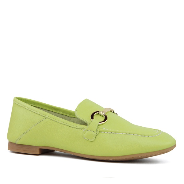 MOCASSIM COURO TEXTURIZADO CROCO - VERDE LIMÃO