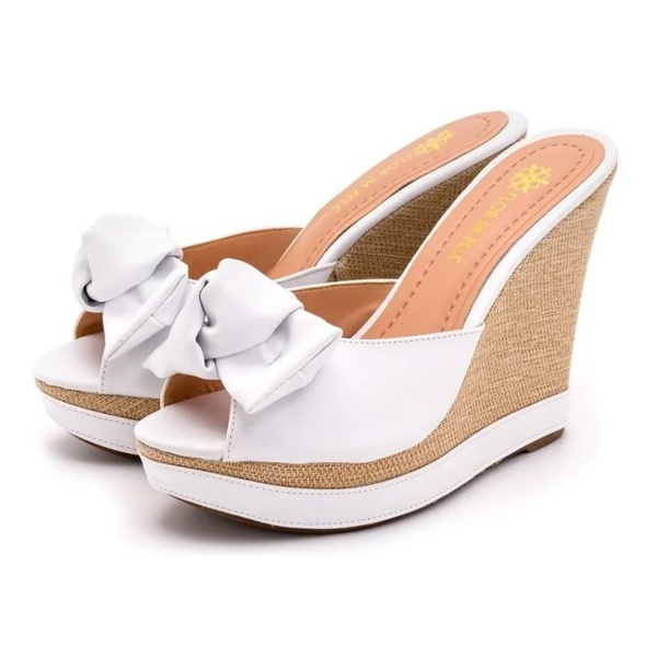 Tamanco Anabela Branco Amanda Block | Rilu Fashion
