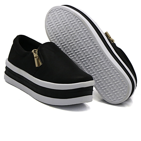 slip on sola alta preto