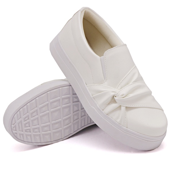 Slip On Nó Lateral Listra Branco DKShoes