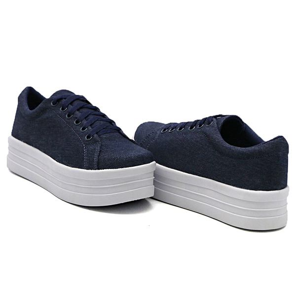 Tênis Casual Siena Sola Alta Jeans DKShoes | Rilu Fashion