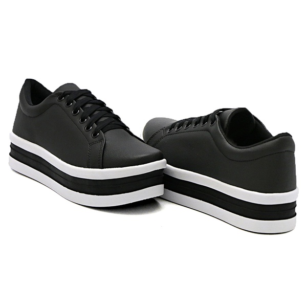 Tênis Casual Siena Sola Alta Preto DKShoes | Rilu Fashion