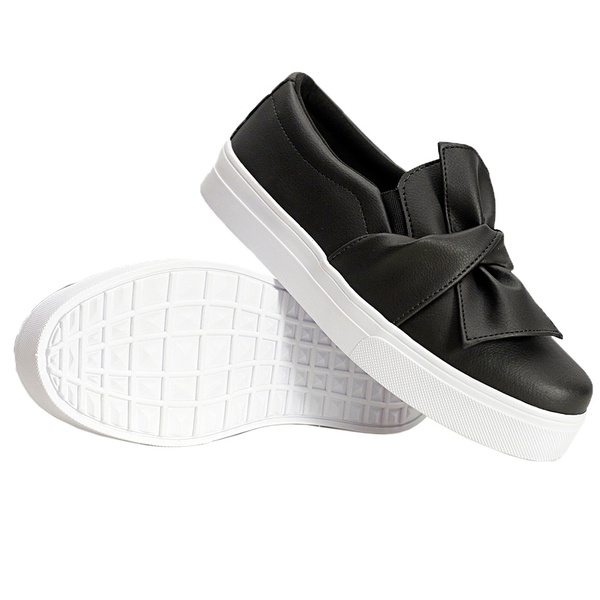 slip on laço preto
