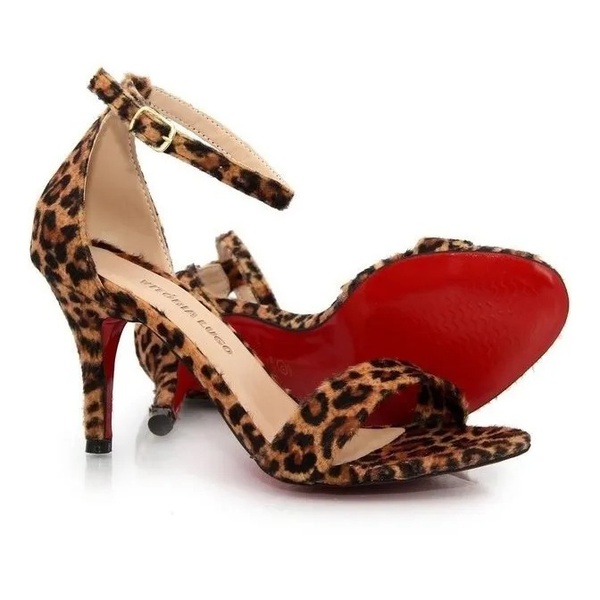 sandalia animal print salto baixo