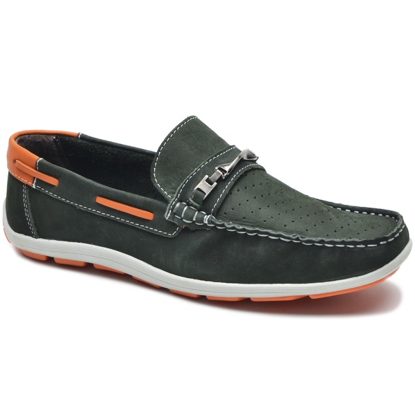 Mocassim Masculino em Couro Verde Militar | ROTA SHOES
