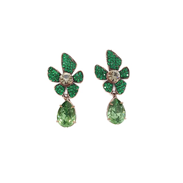 Brinco de flor verde esmeralda 13825
