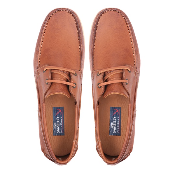 Deckshoes Masculino Santorim Tan Branca Samello | SAMELLO