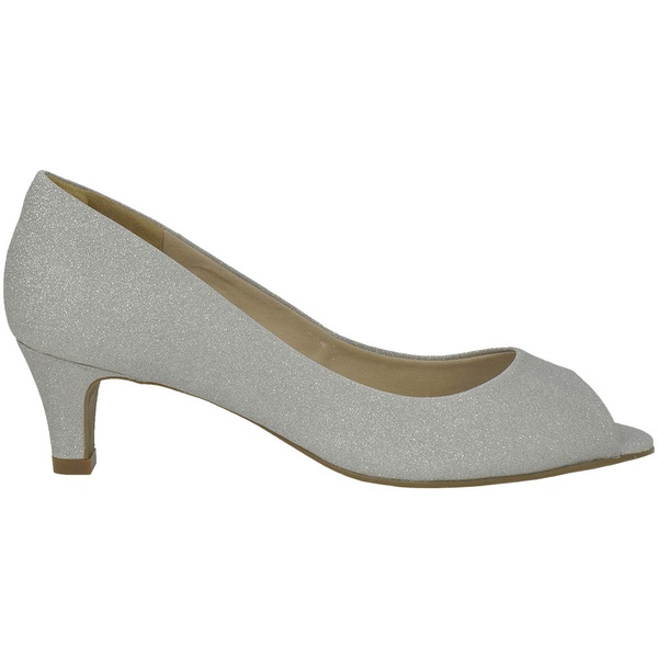 peep toe prata salto baixo
