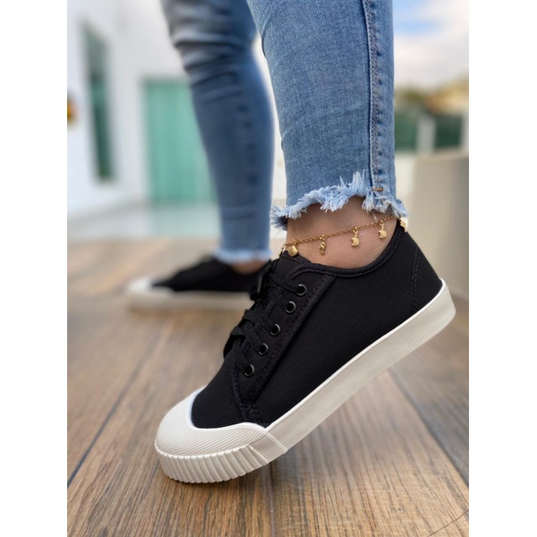 Tênis Preto com Cadarço | Talline Sapatilhas Atacado