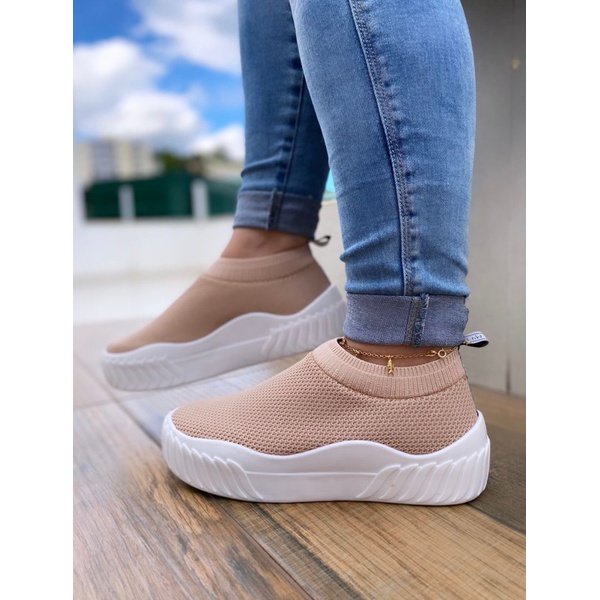 Slip On Meia Nude Novo | Talline Sapatilhas Atacado