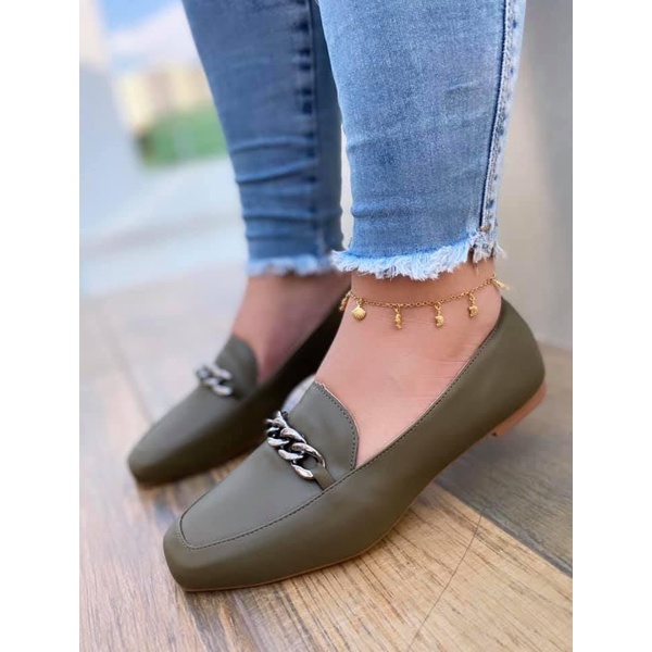 Mocassim Corrente Verde Militar | Talline Sapatilhas Atacado