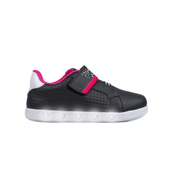 Tênis de Led Infantil Sneaker Luz Only Girl Pampili 165145 Preto com Pink  1193 | SAPATO DE FRANCA