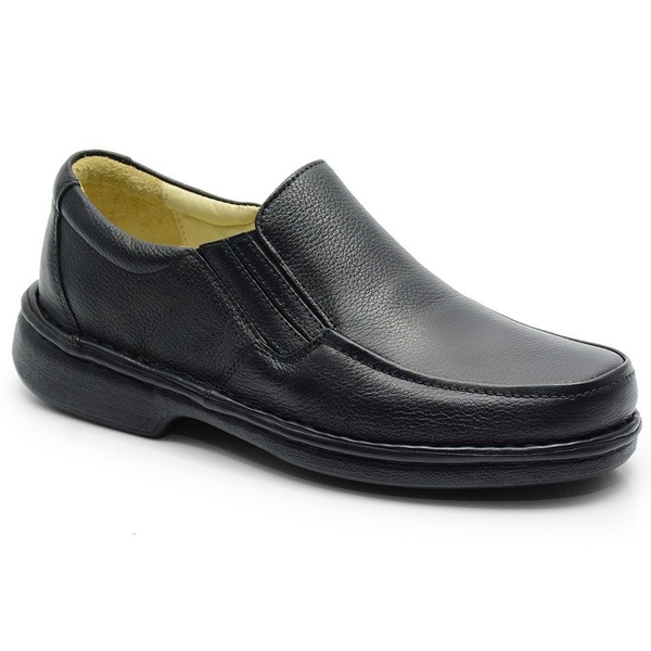 Sapato Conforto Em Couro Preto Ref. 582-606
