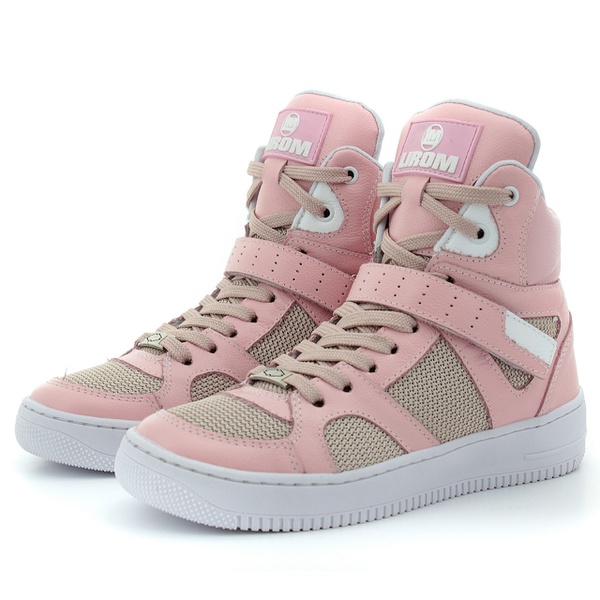 Tenis Feminino Botinha De Treino Lirom Fitness Em Couro Cano Alto Rosa |  LIROM FITNESS