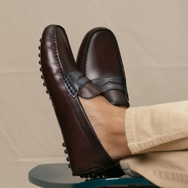 Mocassim Masculino Drive em Couro Café/Elba Blue Savelli | SAVELLI CALÇADOS