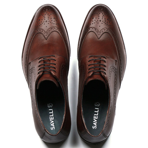 Sapato Masculino Derby Mônaco Em Couro Látego Pinhão Savelli | SAVELLI  CALÇADOS