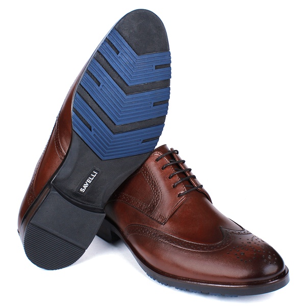 Sapato Masculino Derby Mônaco Em Couro Látego Pinhão Savelli | SAVELLI  CALÇADOS