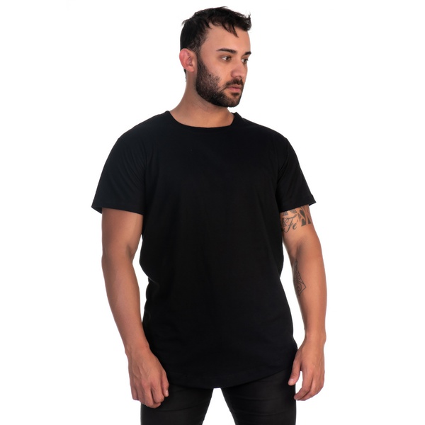 Camiseta Masculina Longline Preta -Selten 