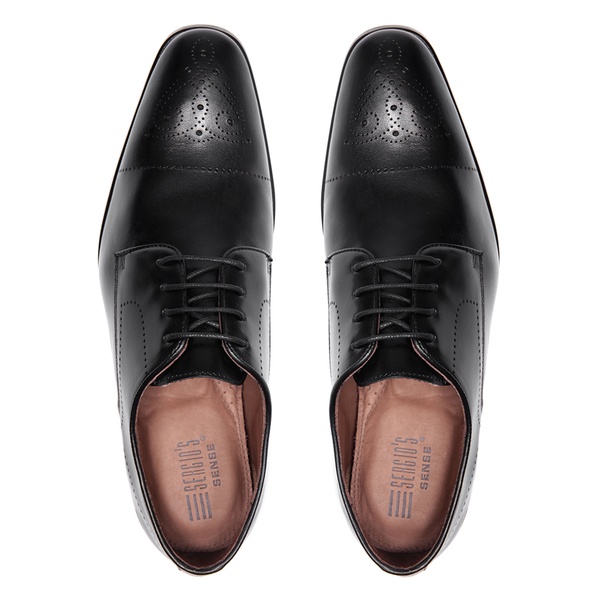 Sapato Brogue Derby Em Couro Preto | SERGIO`S