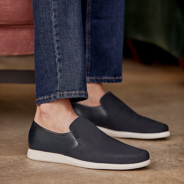 Tênis Slip-On Casual Masculino Em Couro Marinho | SERGIO`S