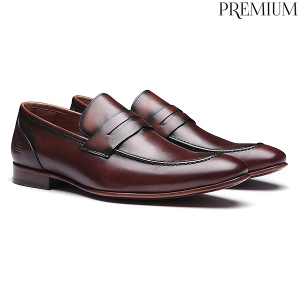 Sapato Masculino Penny Loafer Brown Em Couro
