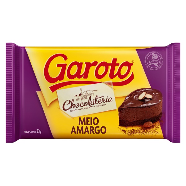 Chocolate Para Cobertura Garoto Meio Amargo 2,1kg