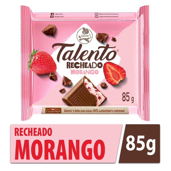 Chocolate Talento Recheado Morango 85g
