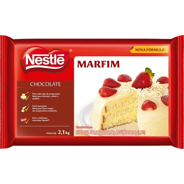 Chocolate Para Cobertura Nestlé Marfim 2,1 Kg