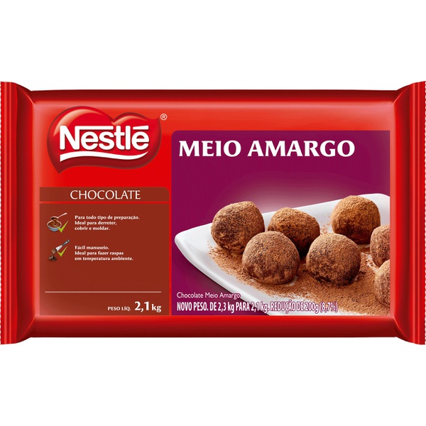 Chocolate Para Cobertura Nestlé Meio Amargo 2,1 Kg